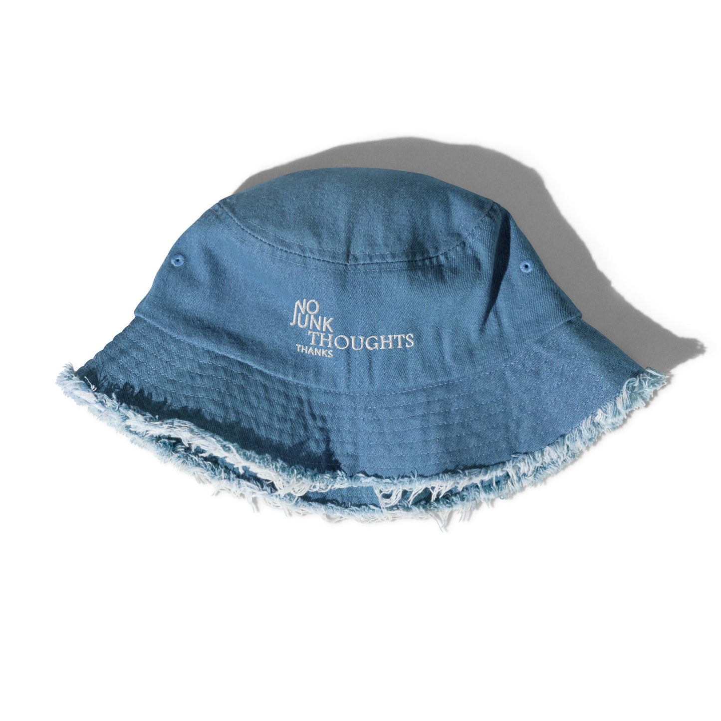 Distressed denim bucket hat